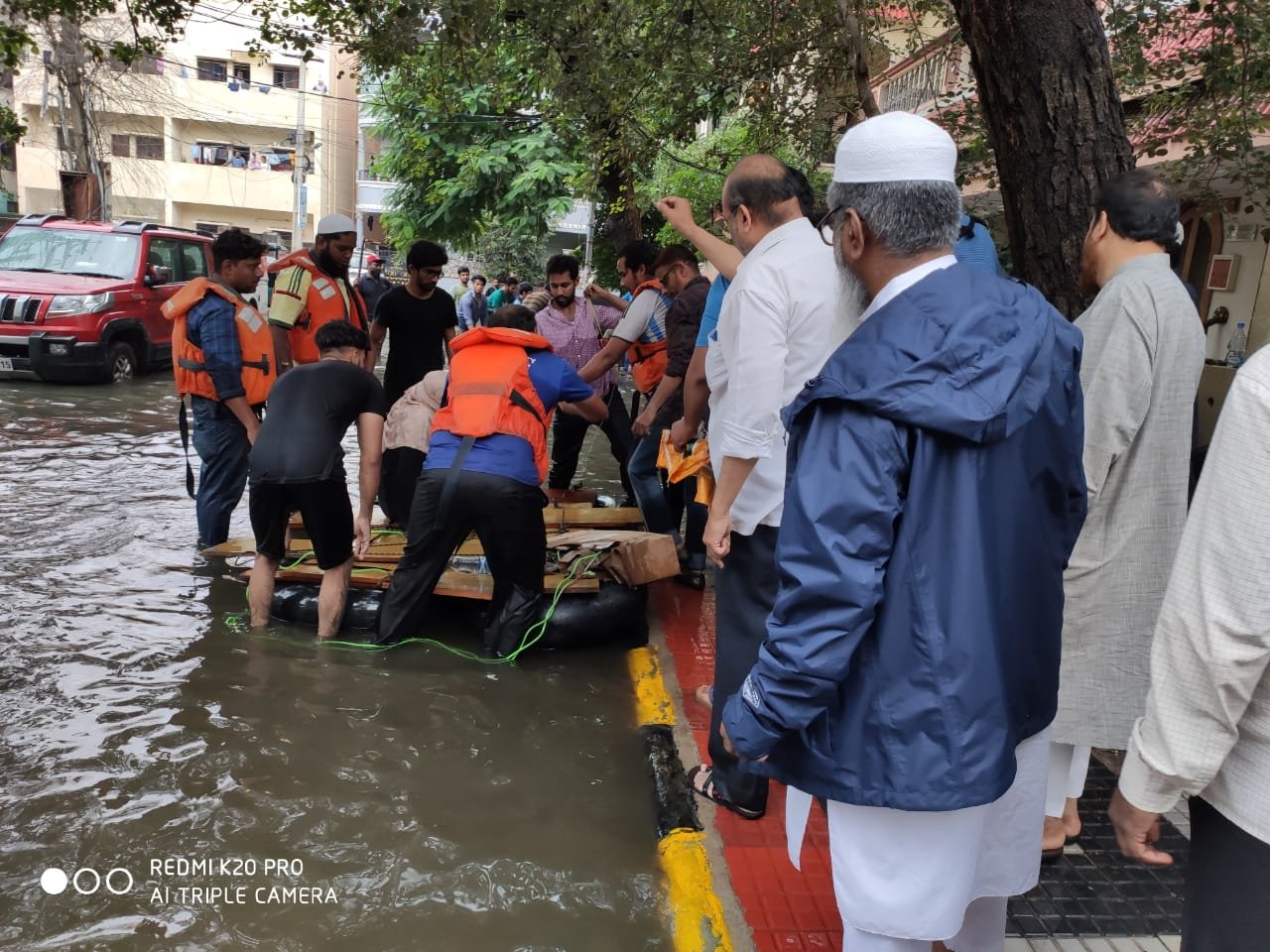 AIPIF relief volunteers during a flood response in India